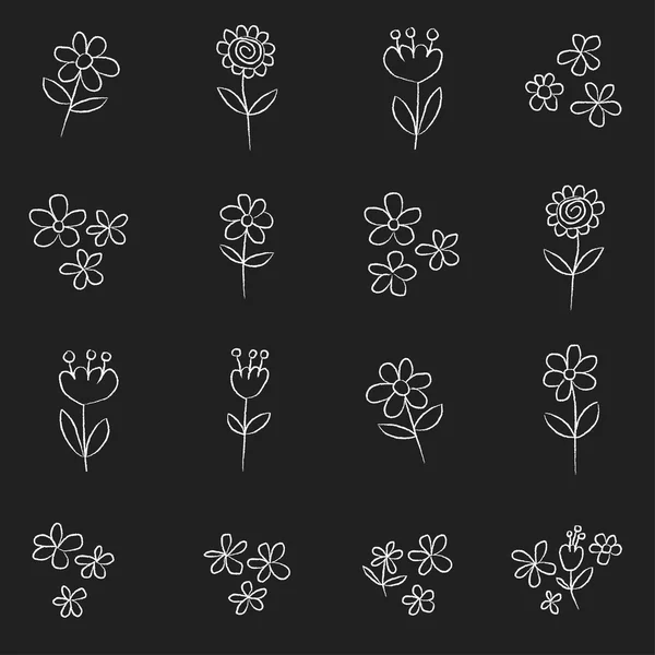 Conjunto de vetores de flores de doodle — Vetor de Stock