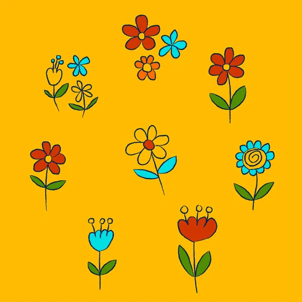 Vektor-Set von Doodle-Blumen — Stockvektor