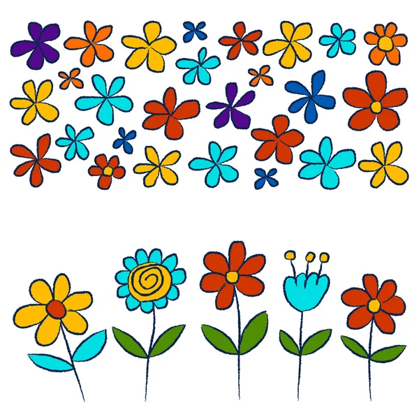 Vektor-Set von Doodle-Blumen — Stockvektor