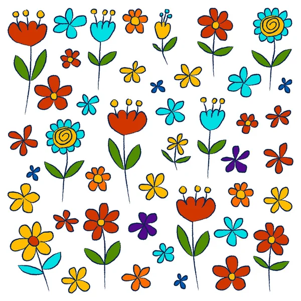 Vector set doodle bloemen — Stockvector