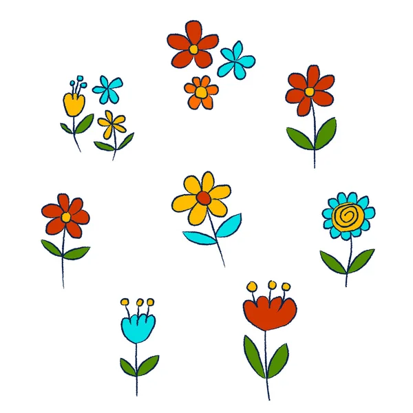 Vektor-Set von Doodle-Blumen — Stockvektor