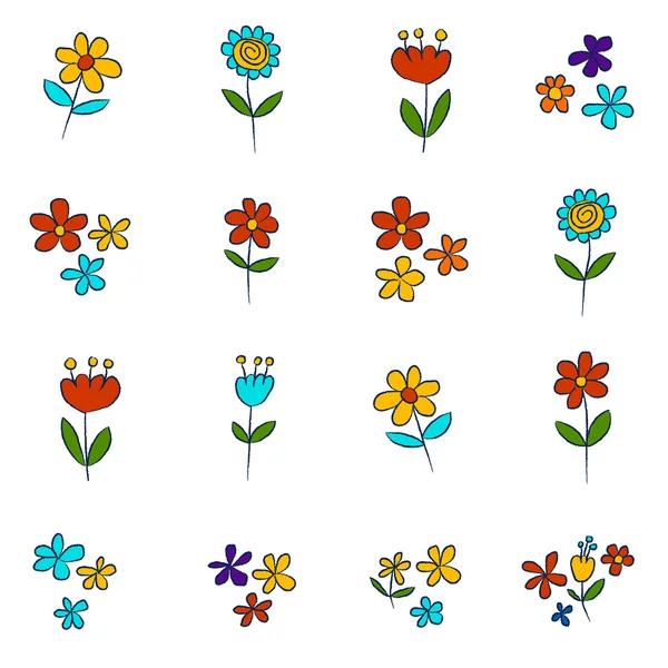 Conjunto de vetores de flores de doodle —  Vetores de Stock