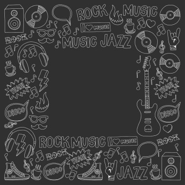 Vector doodle set Music and sound clipart