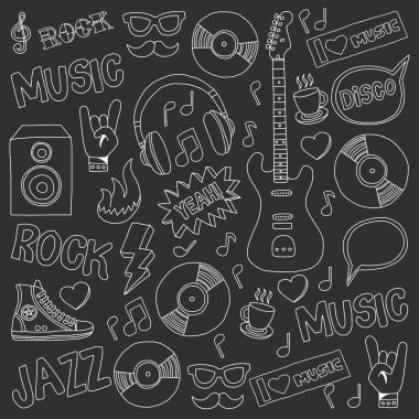 Müzik ve ses vektör doodle ayarla