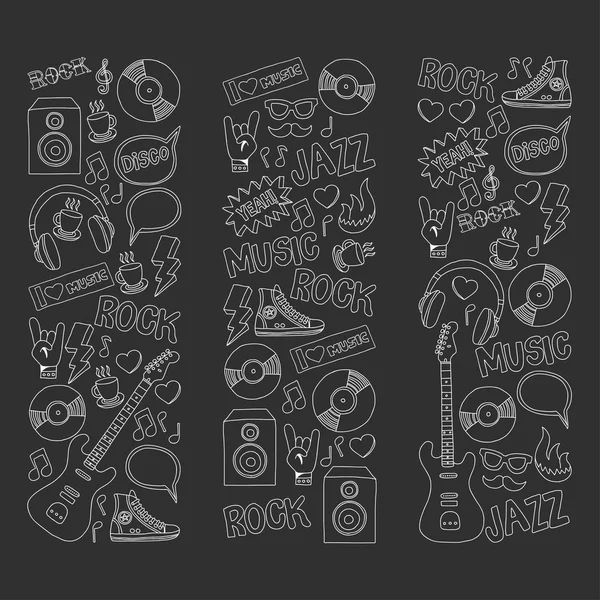 Set doodle vettoriale Musica e suono — Vettoriale Stock
