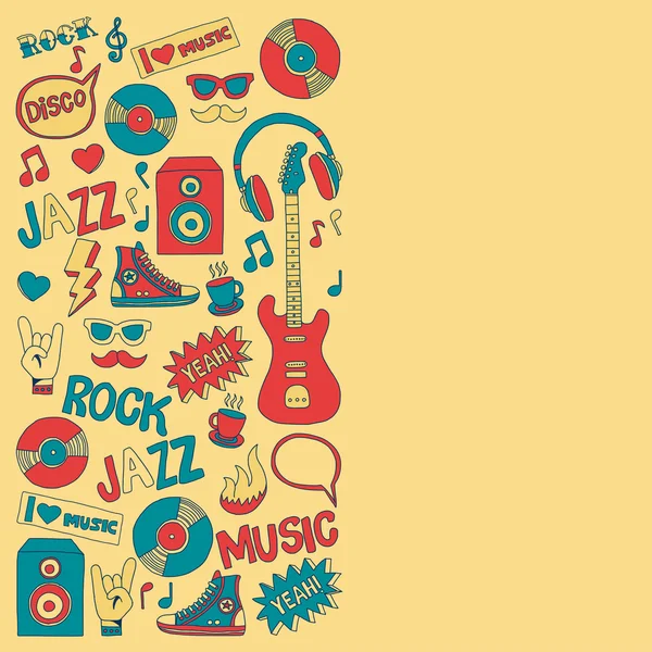 Doodle vector iconos Música y sonido — Archivo Imágenes Vectoriales