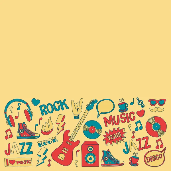 Doodle vector iconos Música y sonido — Vector de stock