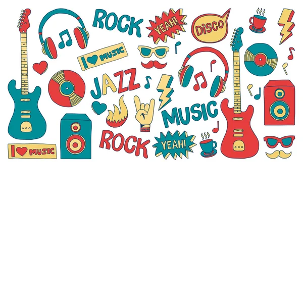 Icone vettoriali Doodle Musica e suono — Vettoriale Stock