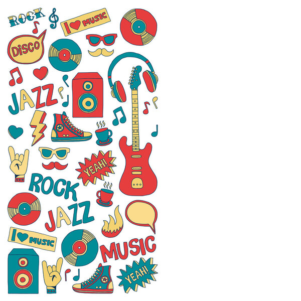 Doodle vector icons Music and sound