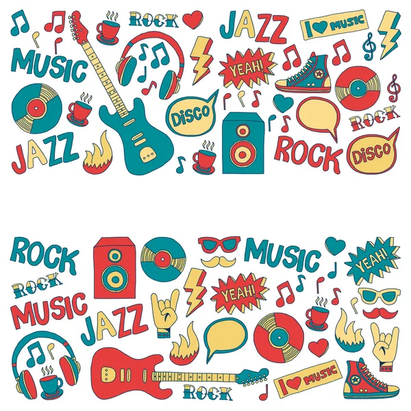 Doodle vector iconos Música y sonido — Vector de stock