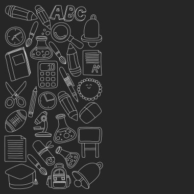 Vektör doodle okula geri eğitim simgeler kümesi