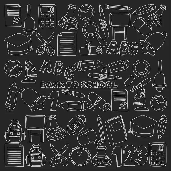 Vector doodle set of education symbols Back to school — Stock Vector