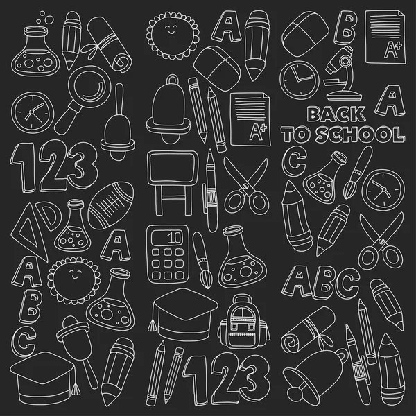Vektor doodle készlet-ból oktatás szimbólumok vissza az iskolába — Stock Vector