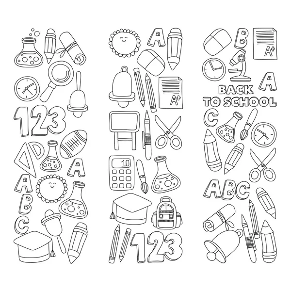 Vector doodle set of education symbols De volta à escola —  Vetores de Stock