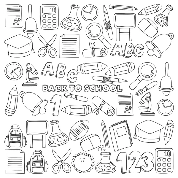 Vector doodle conjunto de símbolos de la educación Volver a la escuela — Archivo Imágenes Vectoriales