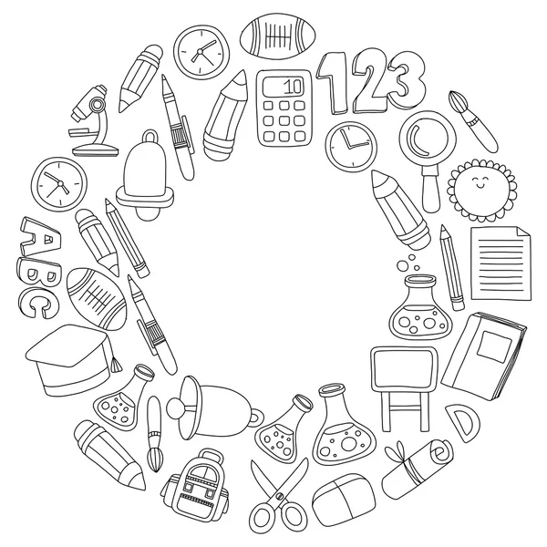 Vector doodle set of education symbols De volta à escola —  Vetores de Stock