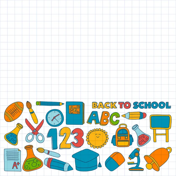 Vector doodle set of education symbols Back to school — Stock Vector