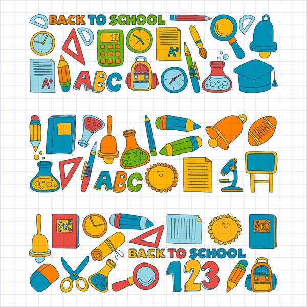 Vector doodle set of education symbols Back to school — Stock Vector