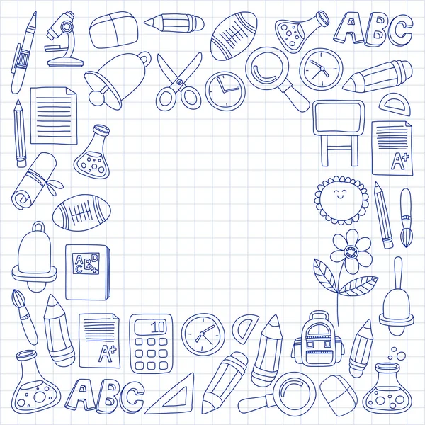 Vektorové doodle sada symbolů vzdělání zpátky do školy — Stockový vektor