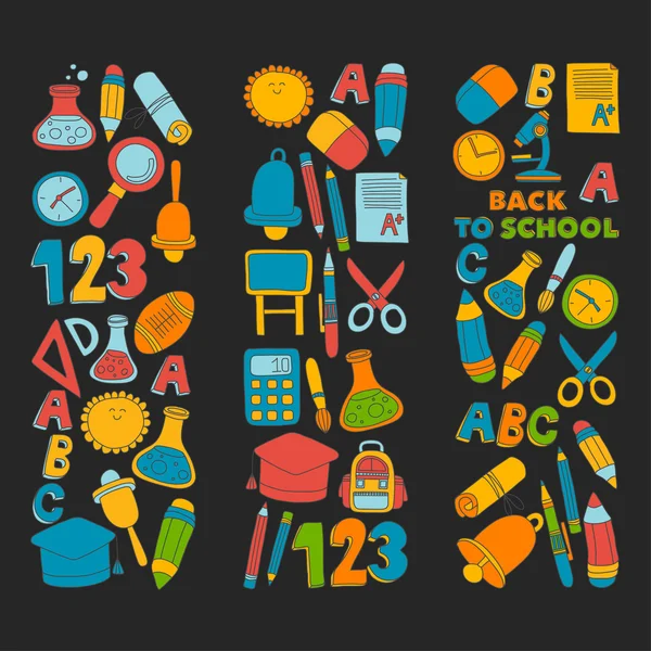 Vector doodle set of education symbols Back to school — Stock Vector