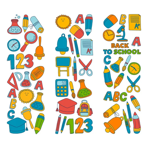 Dodle vettoriale insieme di simboli di istruzione Ritorno a scuola — Vettoriale Stock