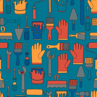 Onarım ve yenileme araçları el vektör simgeleri çizilmiş