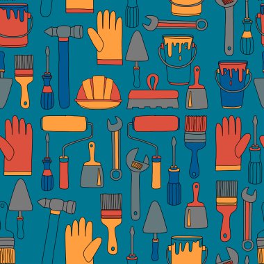 Onarım ve yenileme araçları el vektör simgeleri çizilmiş