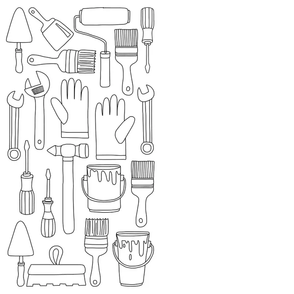 Repair and renovation tools Hand drawn vector icons — Stock Vector