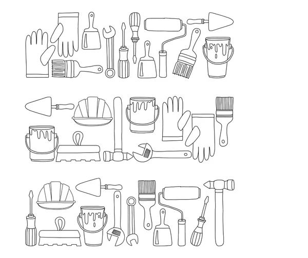 Onarım ve yenileme araçları el vektör simgeleri çizilmiş