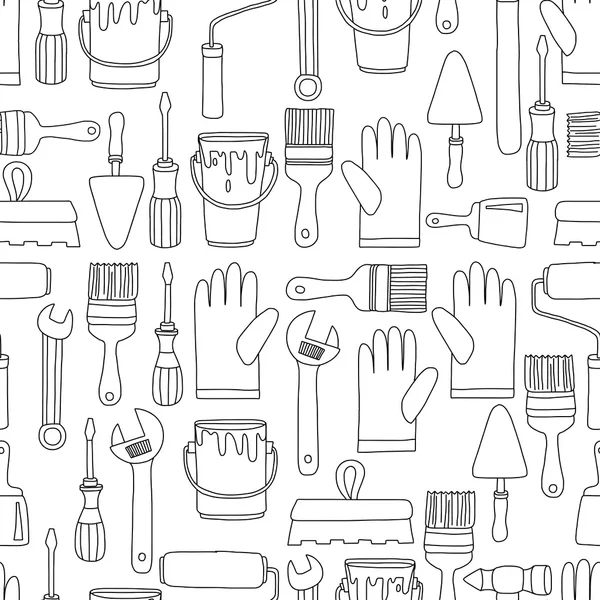 Repair and renovation tools Hand drawn vector icons — Stock Vector