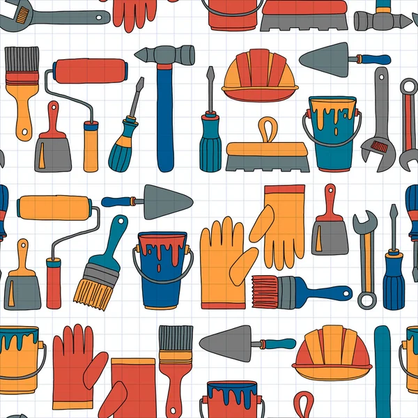 Repair and renovation tools Hand drawn vector icons — Stock Vector