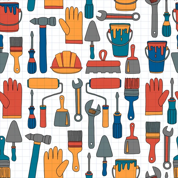 Onarım ve yenileme araçları el vektör simgeleri çizilmiş