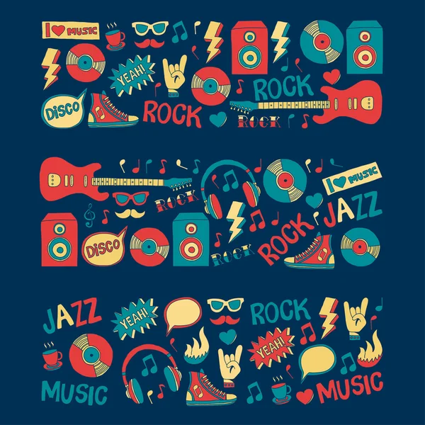 Ensemble de vecteurs de doodle de musique — Image vectorielle