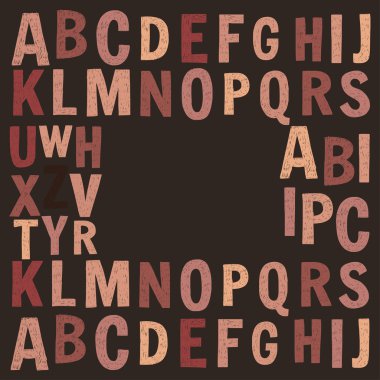 Poster alfabe tebeşir harflerle yazı tahtası üzerinde