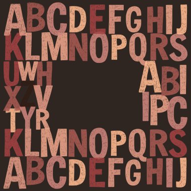 Poster alfabe tebeşir harflerle yazı tahtası üzerinde