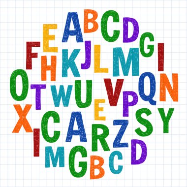 Desen el çizilmiş vektör harflerle