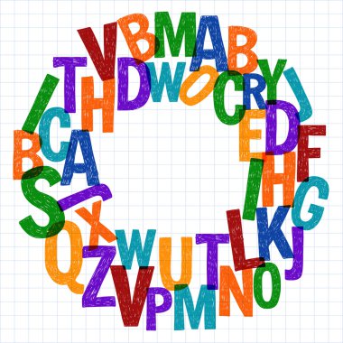 Desen el çizilmiş vektör harflerle