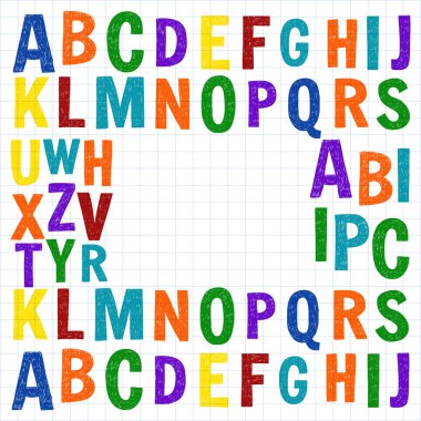 Desen el çizilmiş vektör harflerle