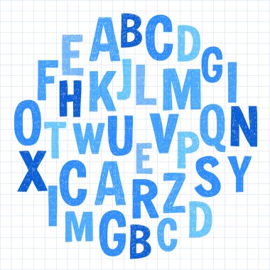 Desen el çizilmiş vektör harflerle