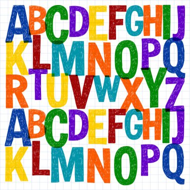 Desen el çizilmiş vektör harflerle