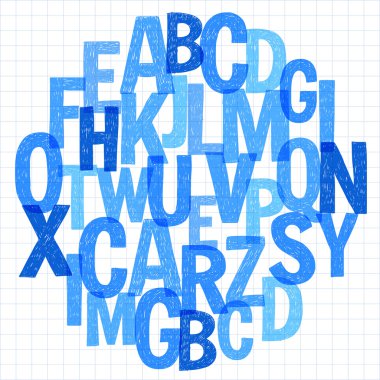 Desen el çizilmiş vektör harflerle