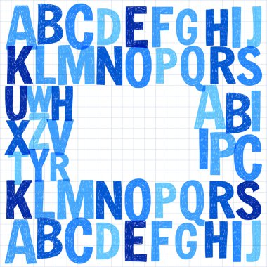 Desen el çizilmiş vektör harflerle