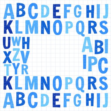 Desen el çizilmiş vektör harflerle