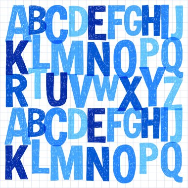 Desen el çizilmiş vektör harflerle