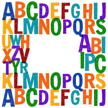 Desen el çizilmiş vektör harflerle