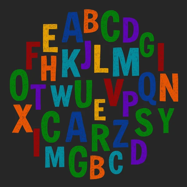 Cartaz no quadro negro com letras de giz alfabeto — Vetor de Stock