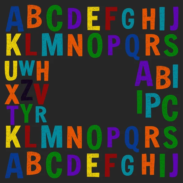 Poster alfabe tebeşir harflerle yazı tahtası üzerinde — Stok Vektör