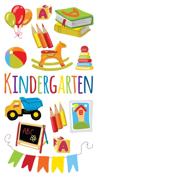Kindergarten spielen und Vektor-Bilder studieren — Stockvektor