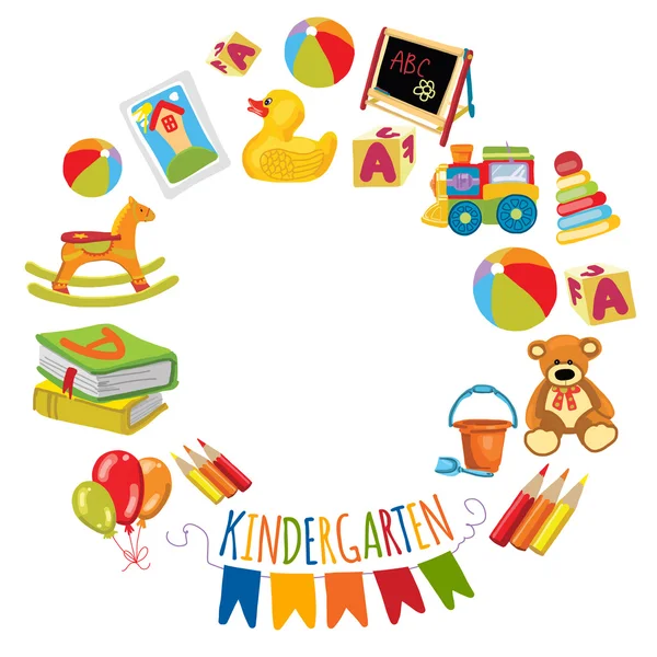 Kindergarten Jugar y estudiar imágenes vectoriales — Vector de stock