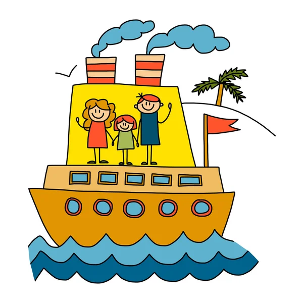 Gelukkige familie vakantie kinderen tekenen — Stockvector